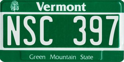 VT license plate NSC397