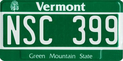 VT license plate NSC399