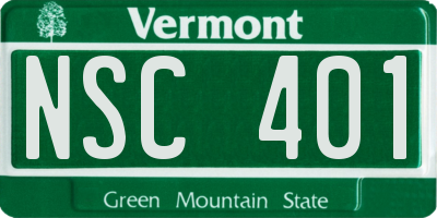 VT license plate NSC401