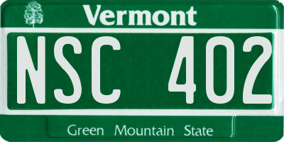 VT license plate NSC402