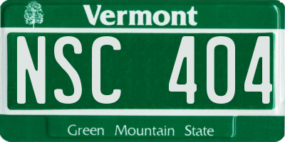 VT license plate NSC404
