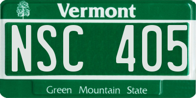 VT license plate NSC405