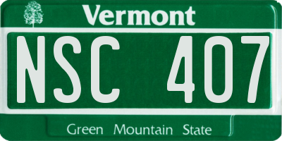 VT license plate NSC407