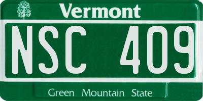 VT license plate NSC409