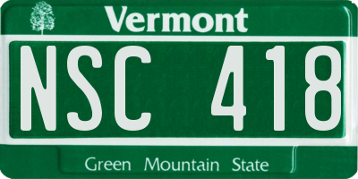 VT license plate NSC418
