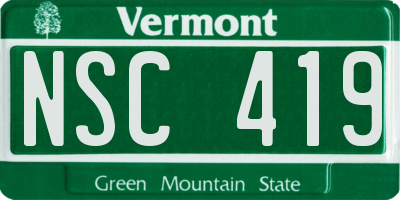 VT license plate NSC419