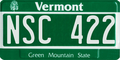 VT license plate NSC422
