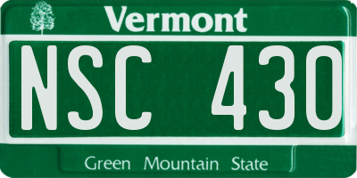 VT license plate NSC430