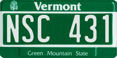 VT license plate NSC431