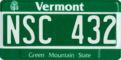 VT license plate NSC432