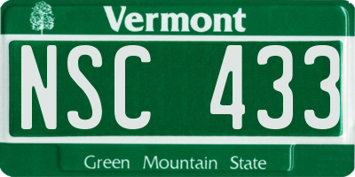 VT license plate NSC433