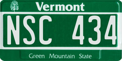 VT license plate NSC434