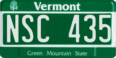 VT license plate NSC435