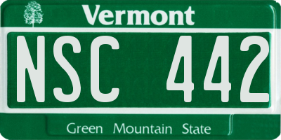 VT license plate NSC442
