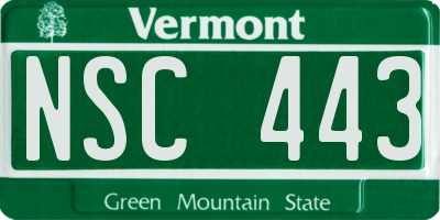 VT license plate NSC443