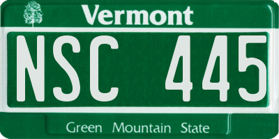 VT license plate NSC445