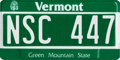 VT license plate NSC447