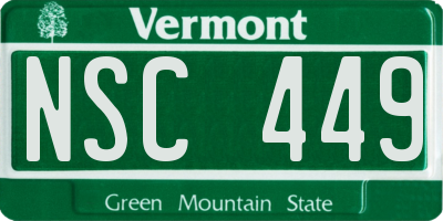VT license plate NSC449