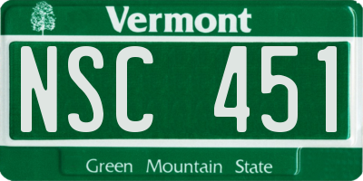 VT license plate NSC451