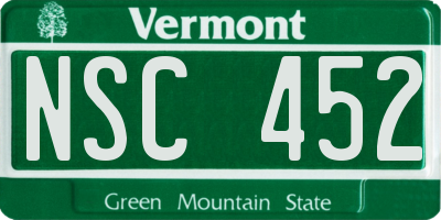 VT license plate NSC452