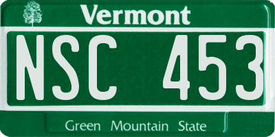 VT license plate NSC453