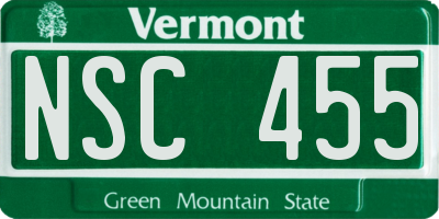 VT license plate NSC455