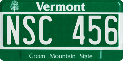 VT license plate NSC456