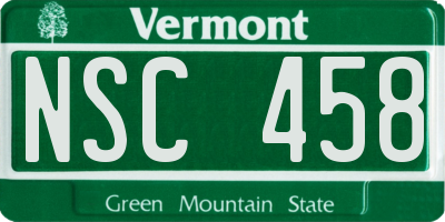 VT license plate NSC458
