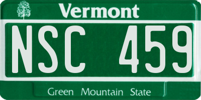 VT license plate NSC459