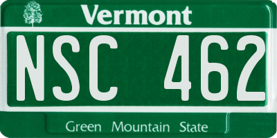 VT license plate NSC462