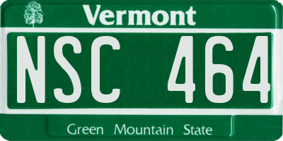VT license plate NSC464