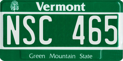 VT license plate NSC465