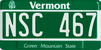 VT license plate NSC467