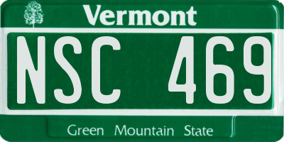 VT license plate NSC469