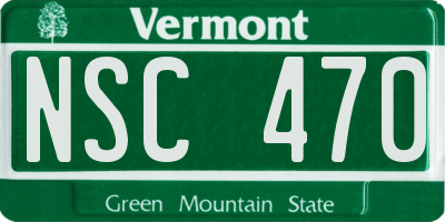 VT license plate NSC470