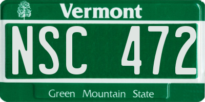 VT license plate NSC472