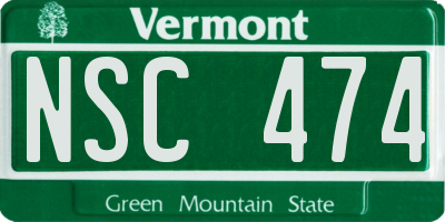 VT license plate NSC474