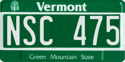 VT license plate NSC475