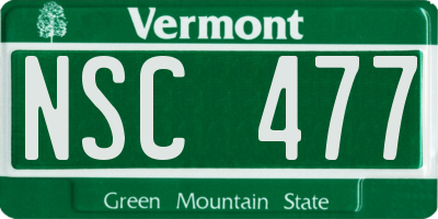 VT license plate NSC477