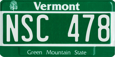 VT license plate NSC478