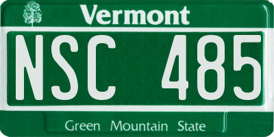 VT license plate NSC485