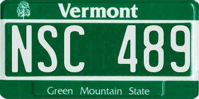 VT license plate NSC489
