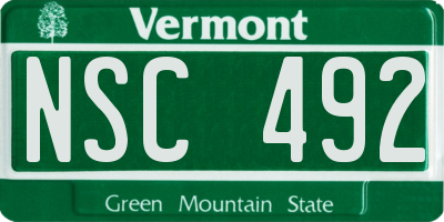 VT license plate NSC492