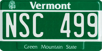 VT license plate NSC499