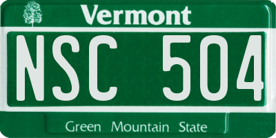 VT license plate NSC504