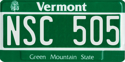 VT license plate NSC505
