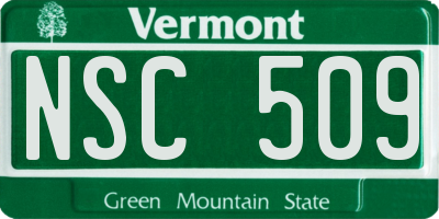 VT license plate NSC509