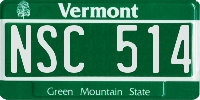 VT license plate NSC514