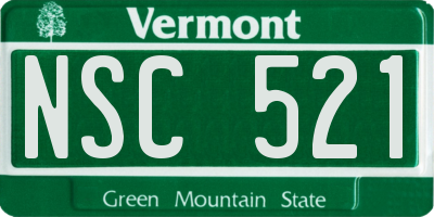 VT license plate NSC521