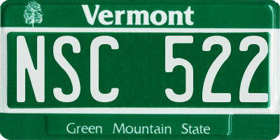 VT license plate NSC522